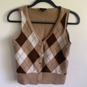 Y2k Merino Argyle Sweater Vest